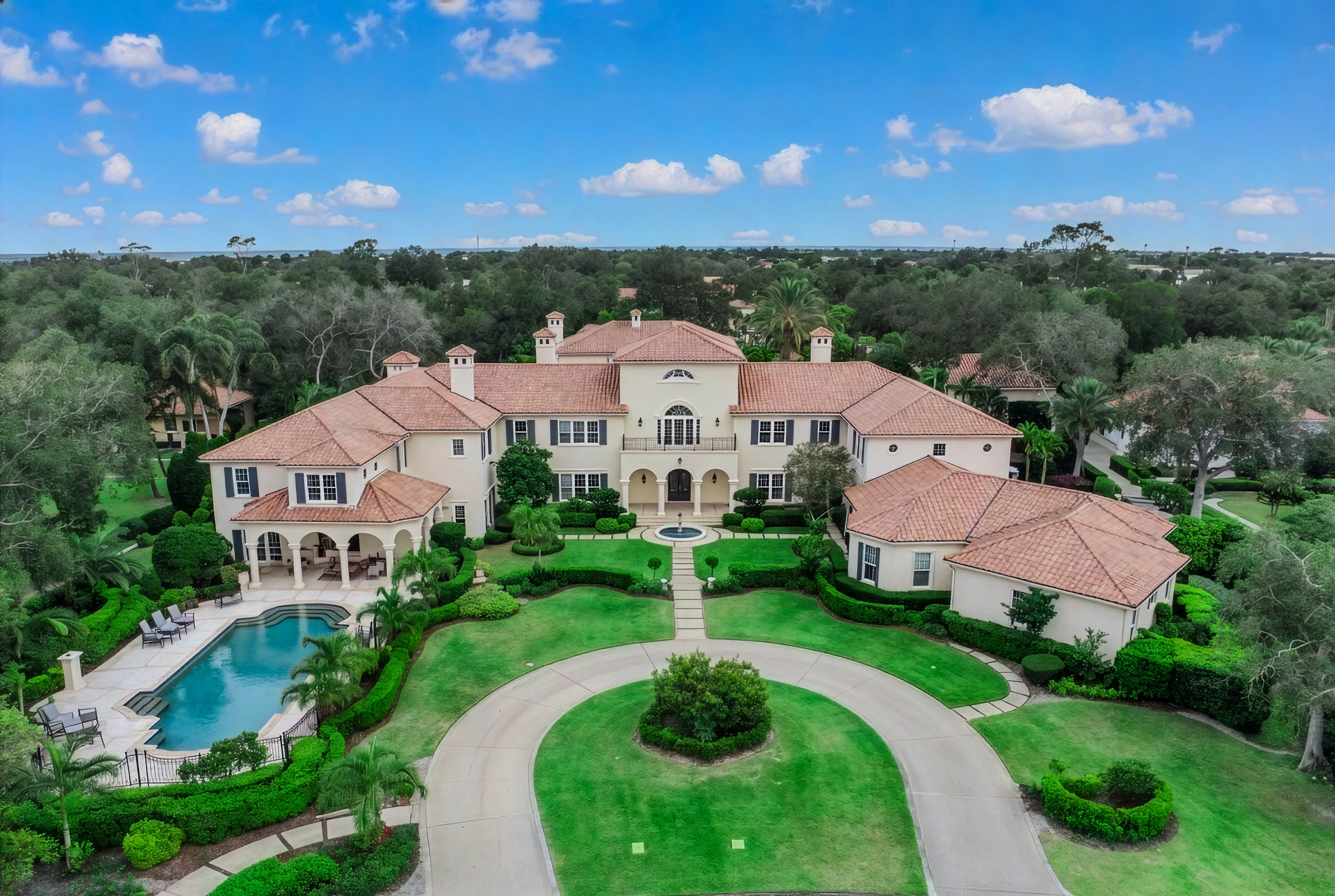 Drone aerial real estate photography of a residential property